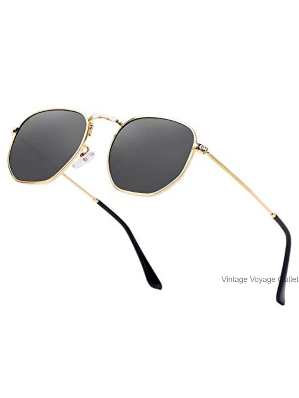 Polarized Metal Frame Hexagonal Sunglasses Unisex Retro Vintage Square Small